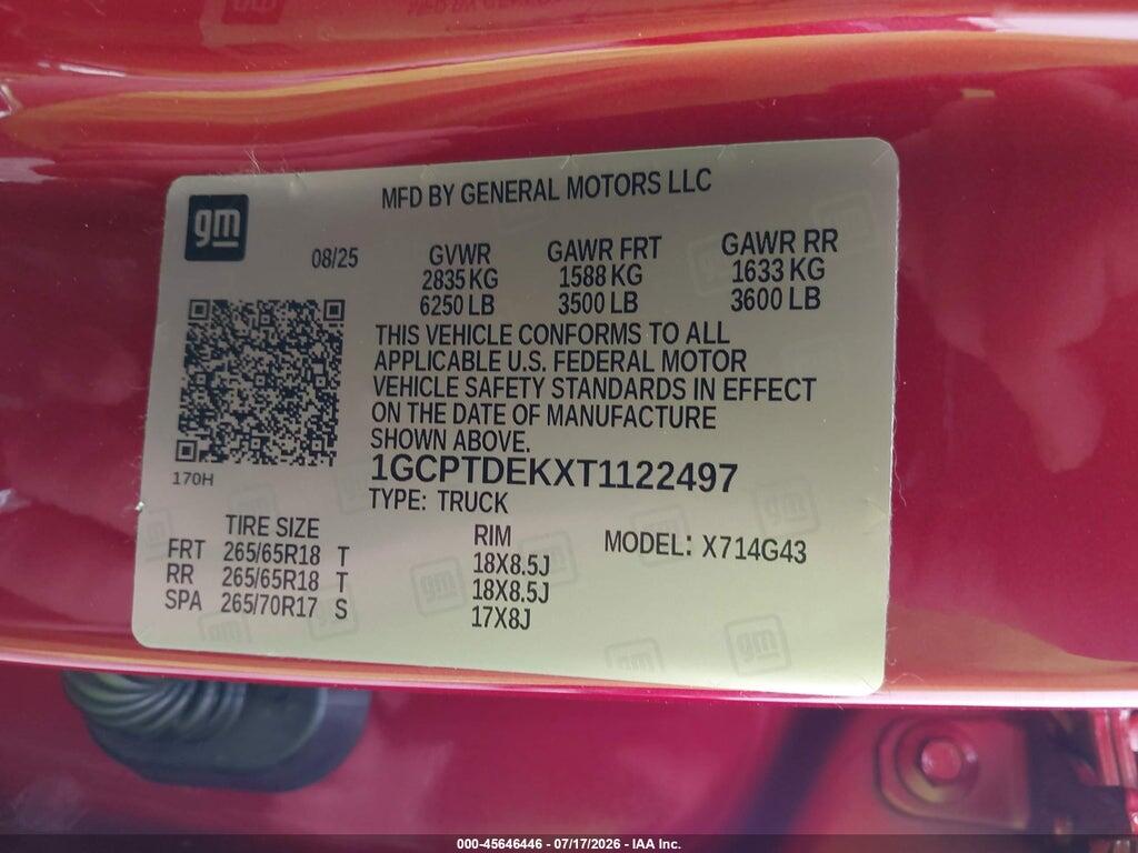 1GCPTDEKXT1122497 2026 CHEVROLET COLORADO photo no. 9