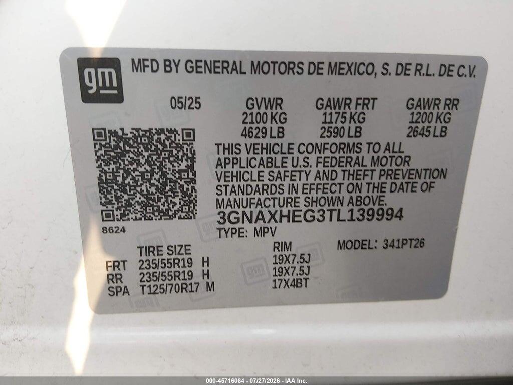 3GNAXHEG3TL139994 2026 CHEVROLET EQUINOX photo no. 9