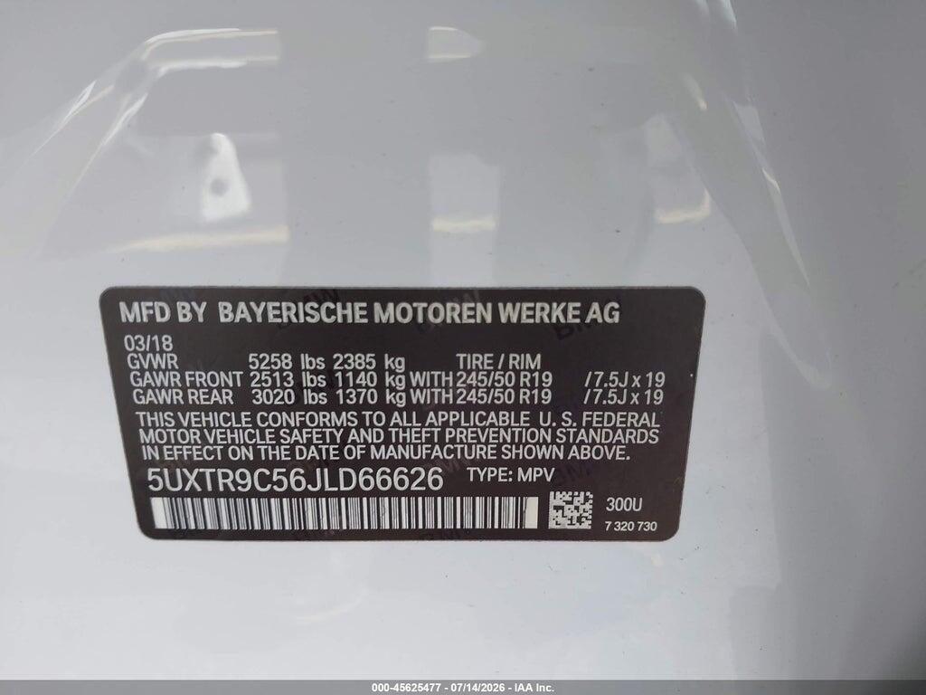 5UXTR9C56JLD66626 2018 BMW X3 photo no. 9
