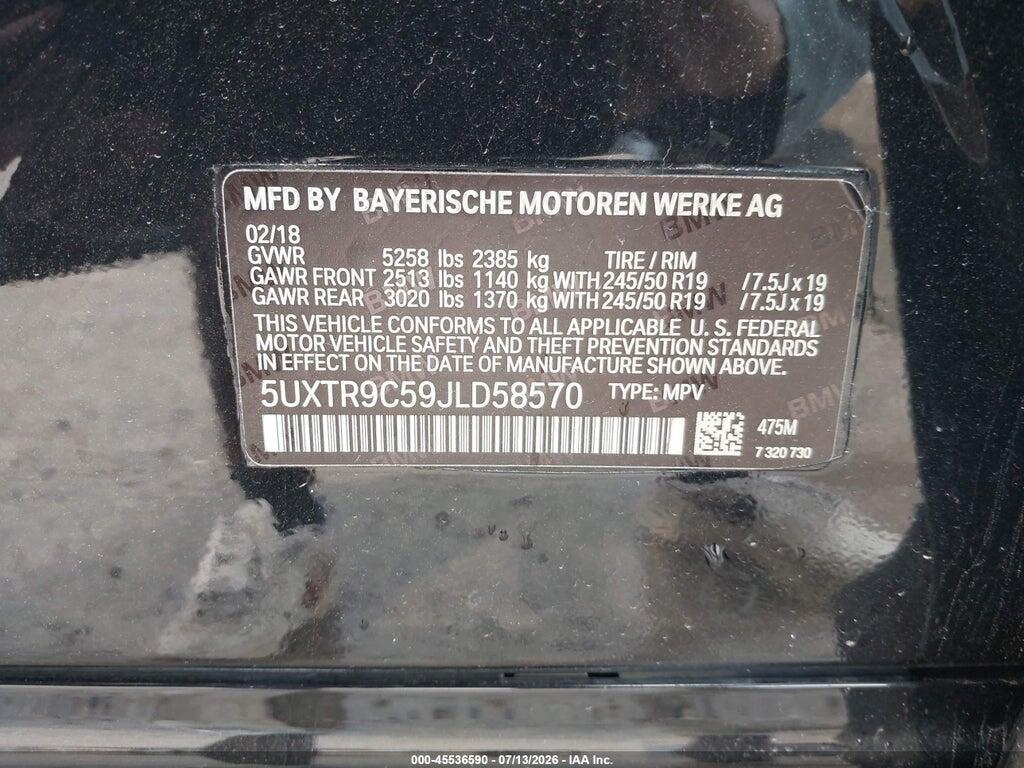 5UXTR9C59JLD58570 2018 BMW X3 photo no. 9