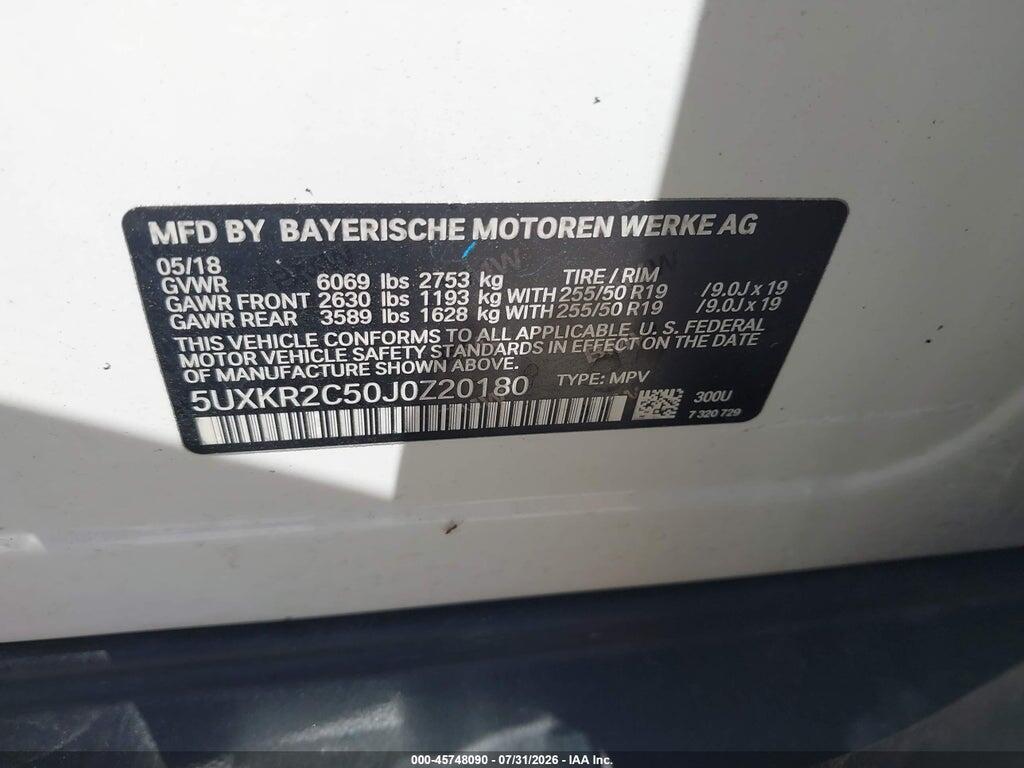 5UXKR2C50J0Z20180 2018 BMW X5 photo no. 9