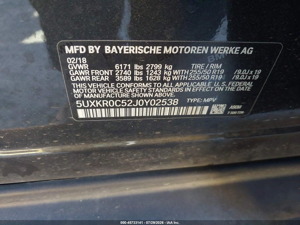 5UXKR0C52J0Y02538 2018 BMW X5 photo no. 9