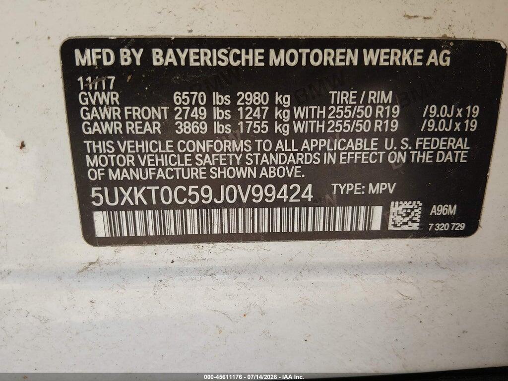 5UXKT0C59J0V99424 2018 BMW X5 EDRIVE photo no. 9