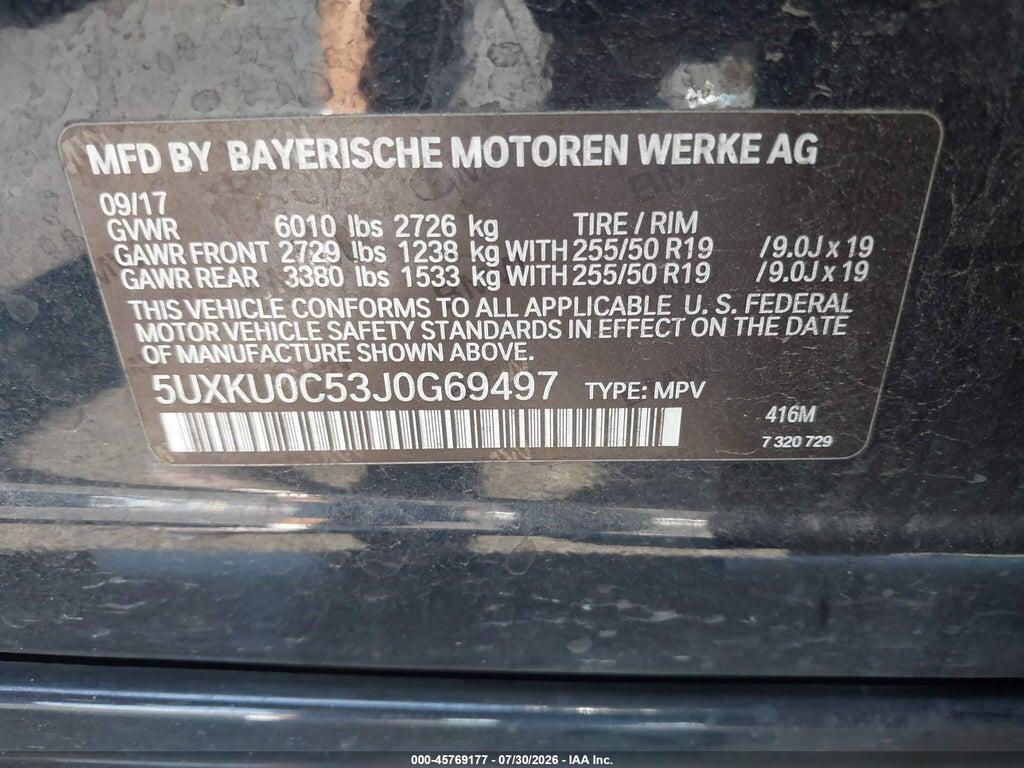 5UXKU0C53J0G69497 2018 BMW X6 photo no. 9
