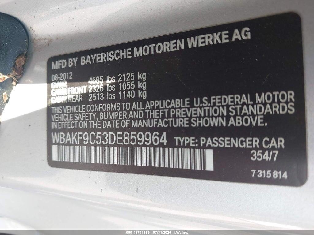 WBAKF9C53DE859964 2013 BMW 335I photo no. 9
