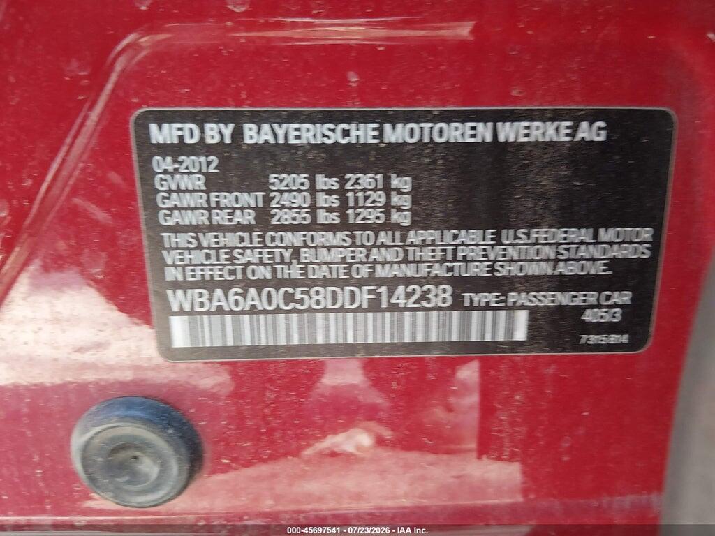 WBA6A0C58DDF14238 2013 BMW 640I GRAN COUPE photo no. 9