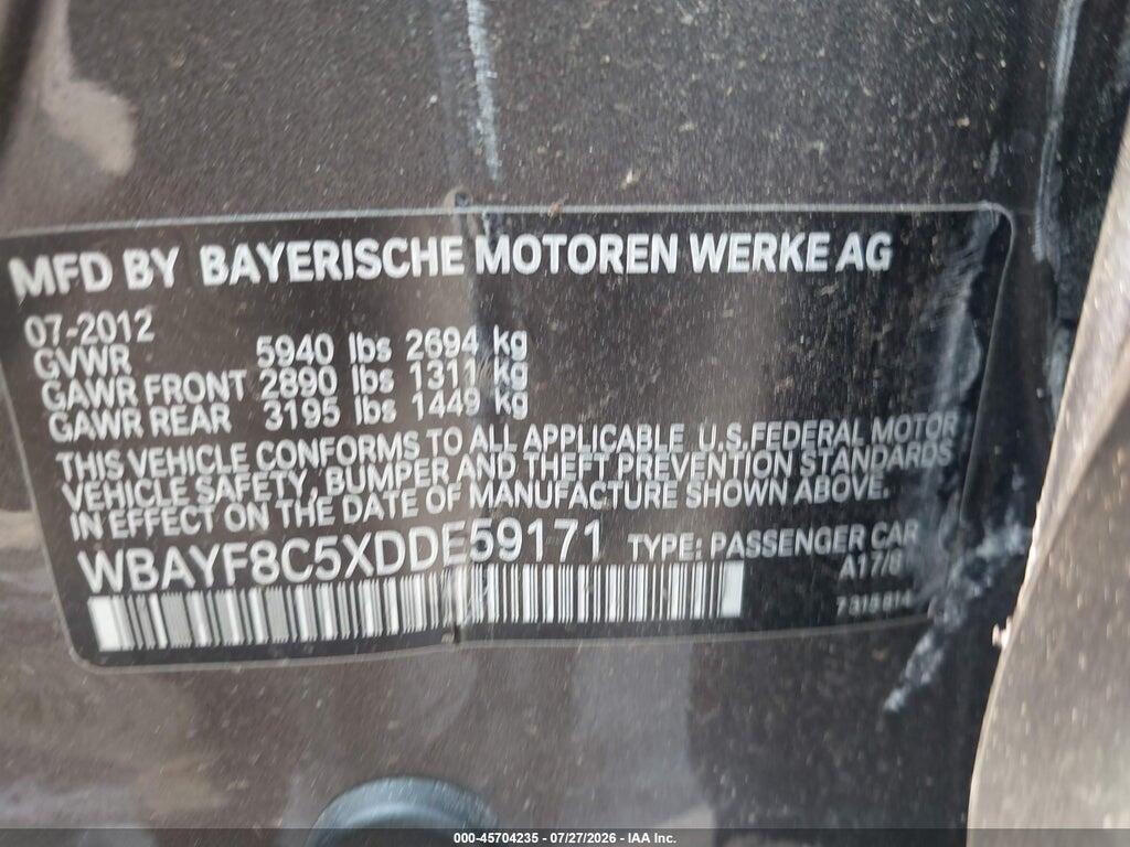 WBAYF8C5XDDE59171 2013 BMW 750LI photo no. 9
