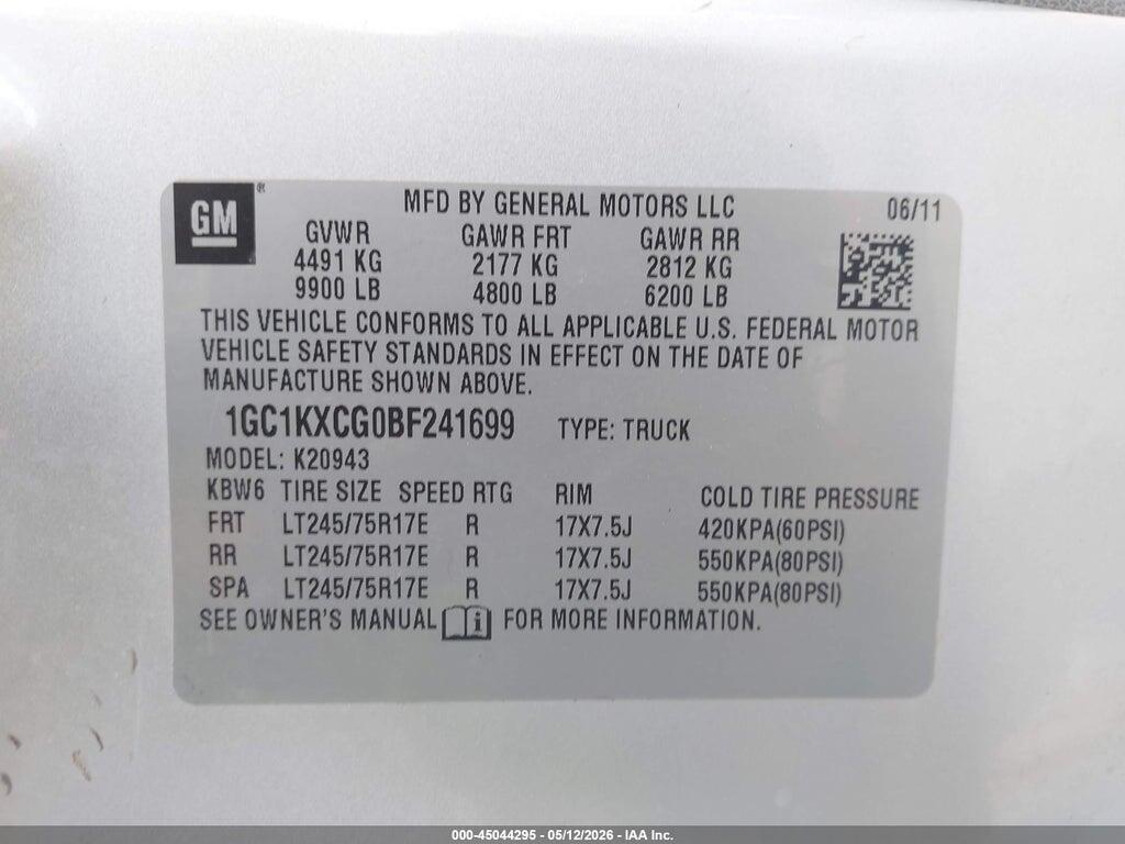1GC1KXCG0BF241699 2011 CHEVROLET SILVERADO 2500HD photo no. 9