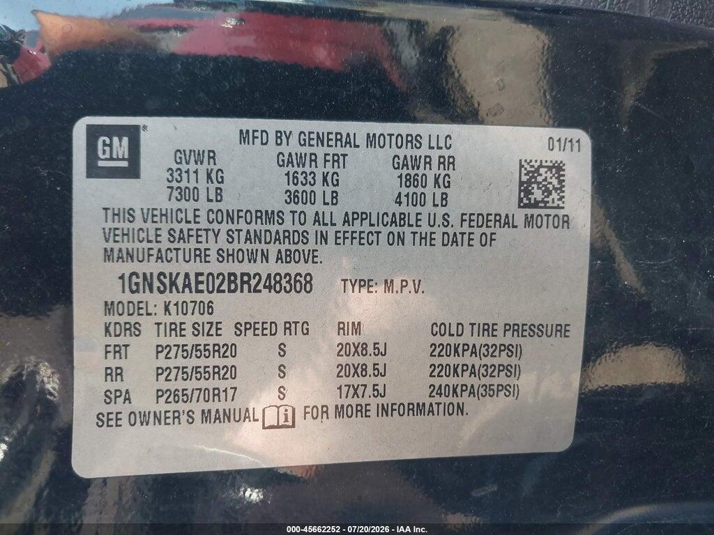 1GNSKAE02BR248368 2011 CHEVROLET TAHOE photo no. 9