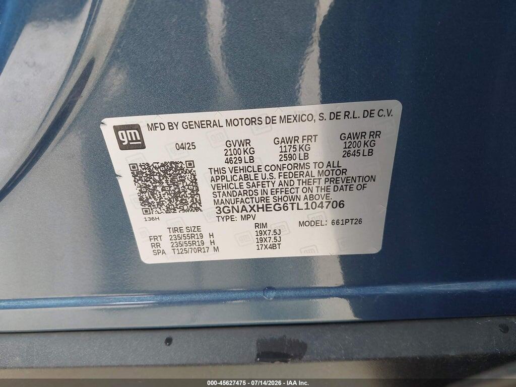 3GNAXHEG6TL104706 2026 CHEVROLET EQUINOX photo no. 9