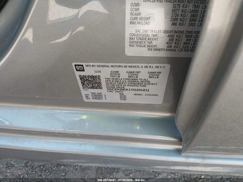 3GCPKBEK1TG201811 2026 CHEVROLET SILVERADO 1500 photo no. 9