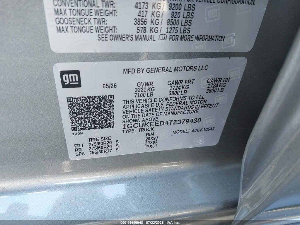 1GCUKEED4TZ379430 2026 CHEVROLET SILVERADO 1500 photo no. 9