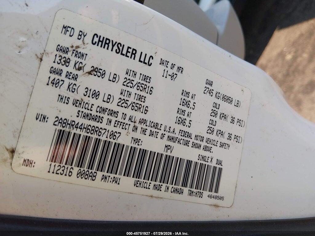 2A8HR44H68R671067 2008 CHRYSLER TOWN & COUNTRY photo no. 9