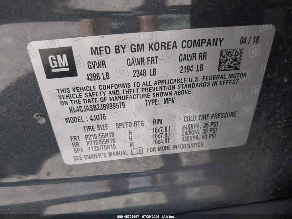 KL4CJASB2JB699579 2018 BUICK ENCORE photo no. 9