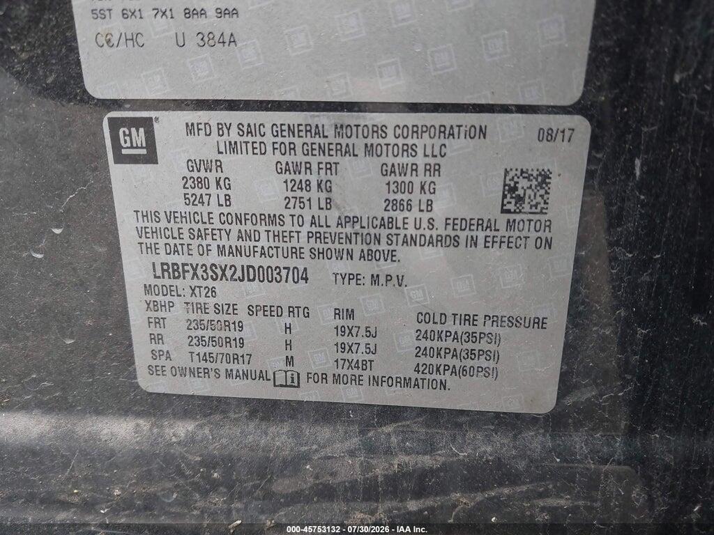 LRBFX3SX2JD003704 2018 BUICK ENVISION photo no. 9