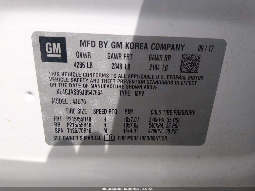 KL4CJASB9JB547654 2018 BUICK ENCORE photo no. 9