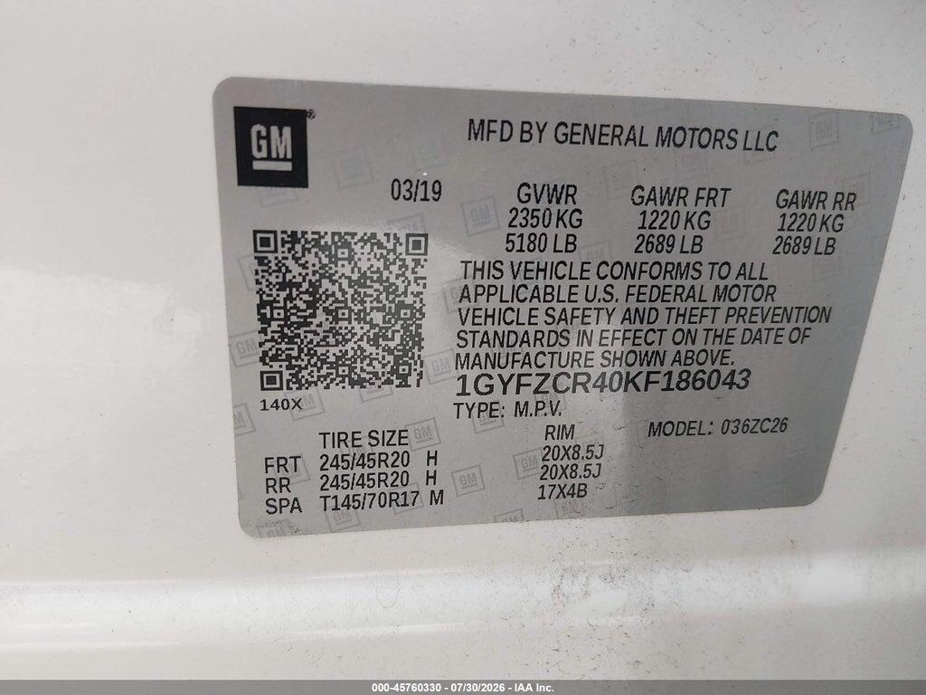 1GYFZCR40KF186043 2019 CADILLAC XT4 photo no. 9