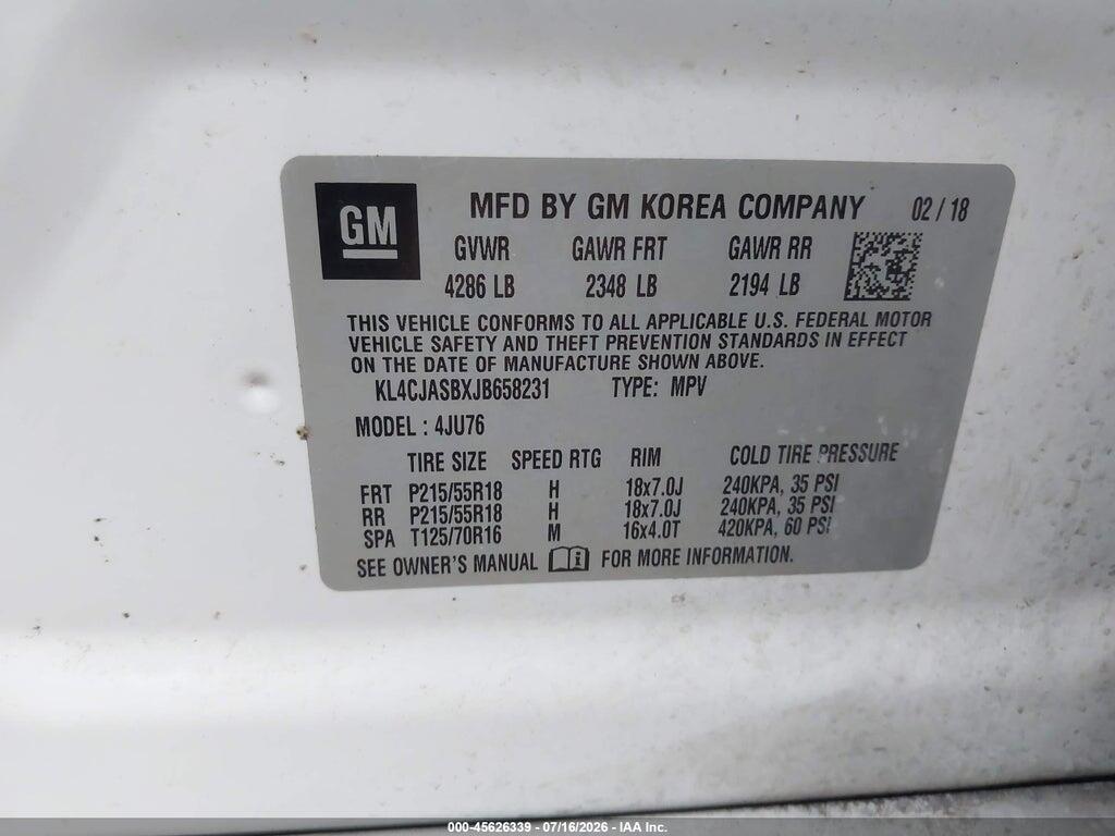KL4CJASBXJB658231 2018 BUICK ENCORE photo no. 9