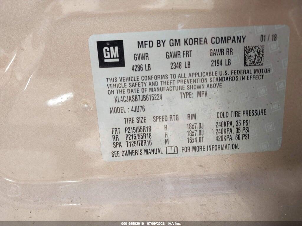 KL4CJASB7JB615224 2018 BUICK ENCORE photo no. 9