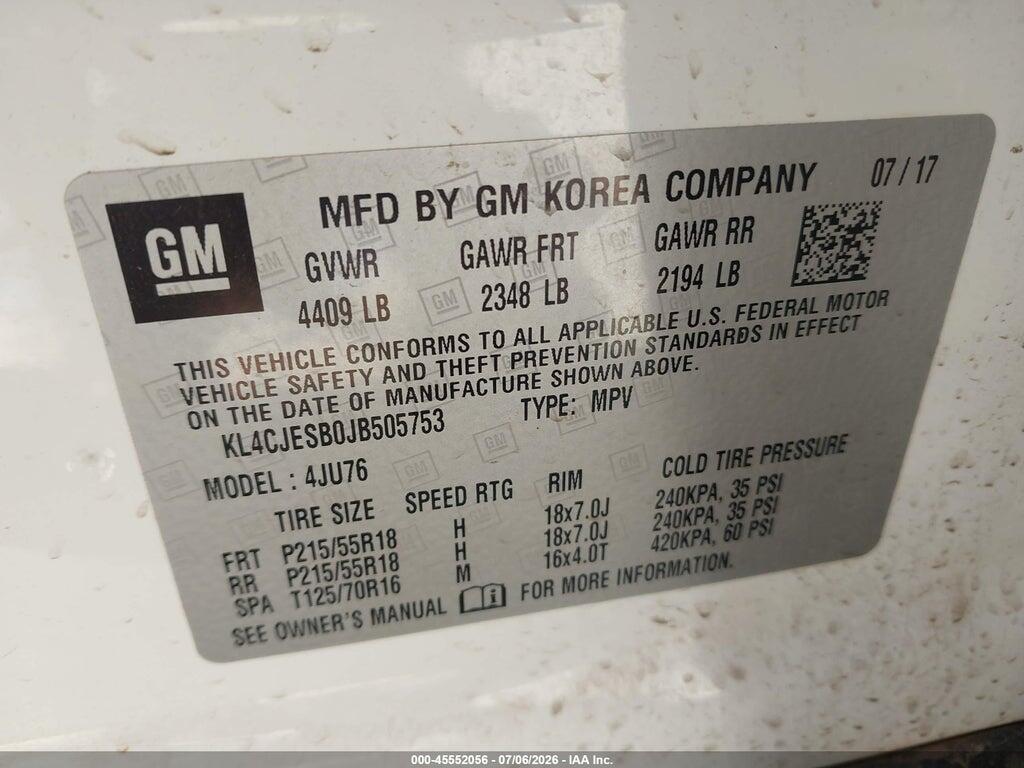 KL4CJESB0JB505753 2018 BUICK ENCORE photo no. 9