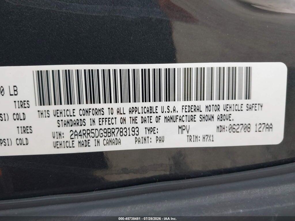 2A4RR5DG9BR783193 2011 CHRYSLER TOWN & COUNTRY photo no. 9