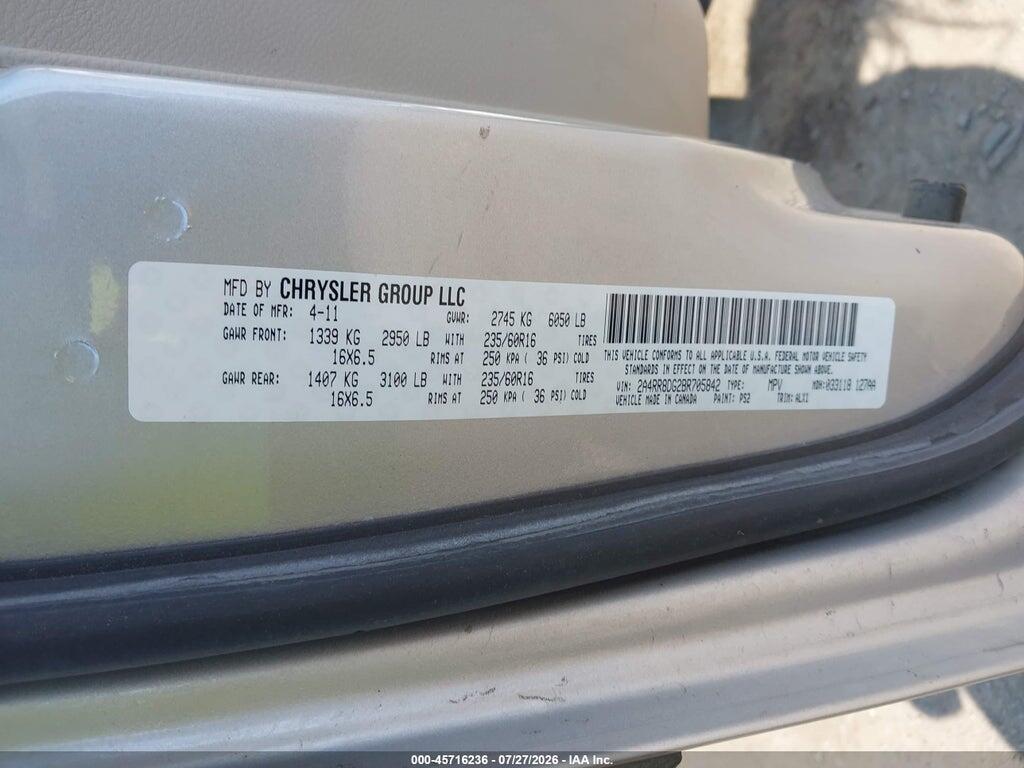 2A4RR8DG2BR705842 2011 CHRYSLER TOWN & COUNTRY photo no. 9
