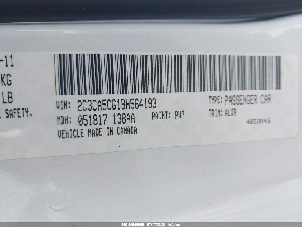 2C3CA5CG1BH564193 2011 CHRYSLER 300 photo no. 9