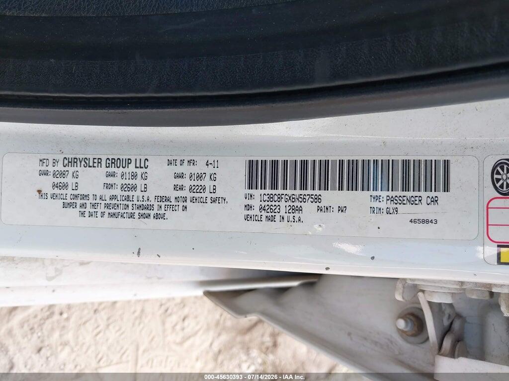 1C3BC8FGXBN567586 2011 CHRYSLER 200 photo no. 9