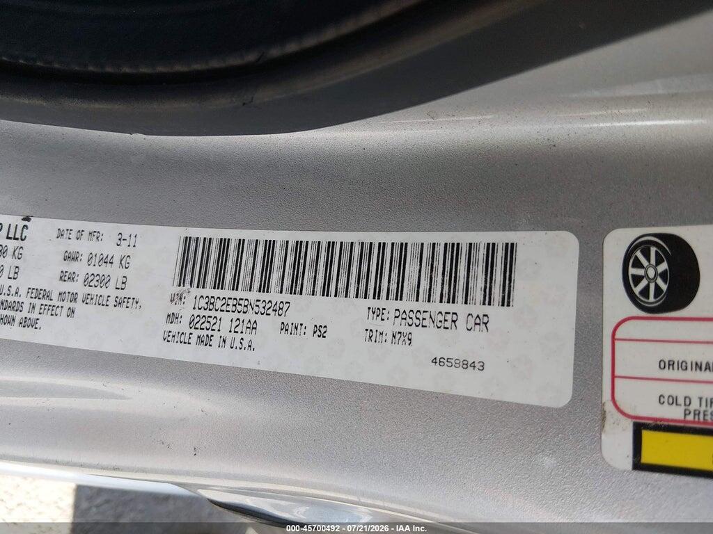 1C3BC2EB5BN532487 2011 CHRYSLER 200 photo no. 9