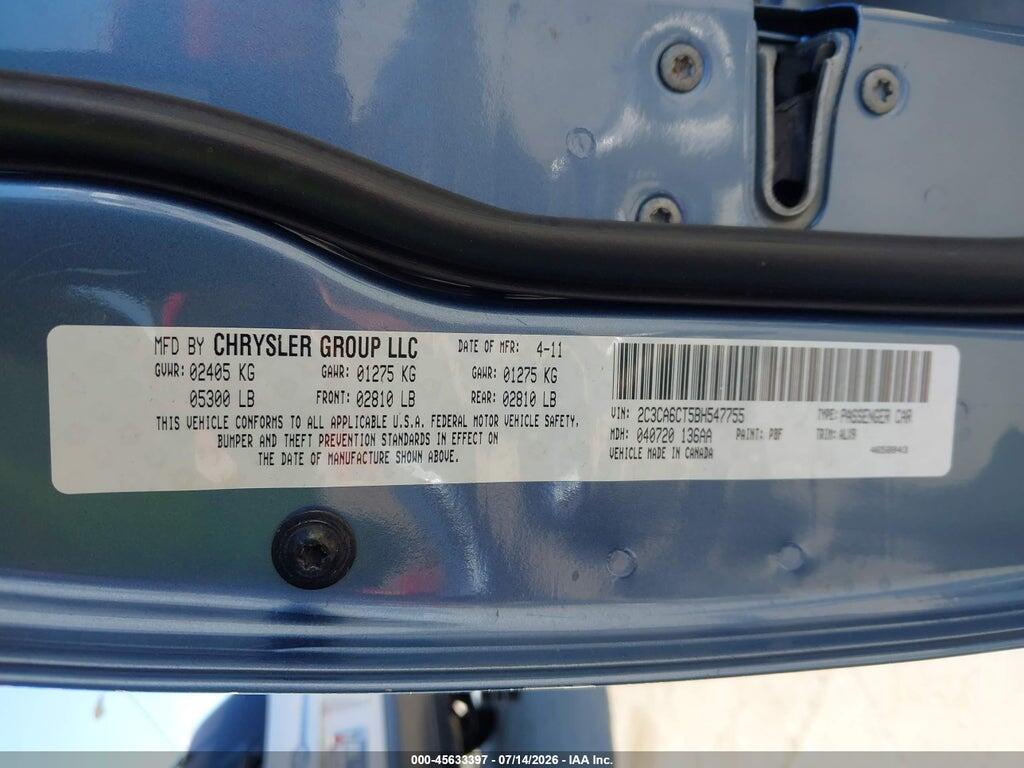 2C3CA6CT5BH547755 2011 CHRYSLER 300C photo no. 9