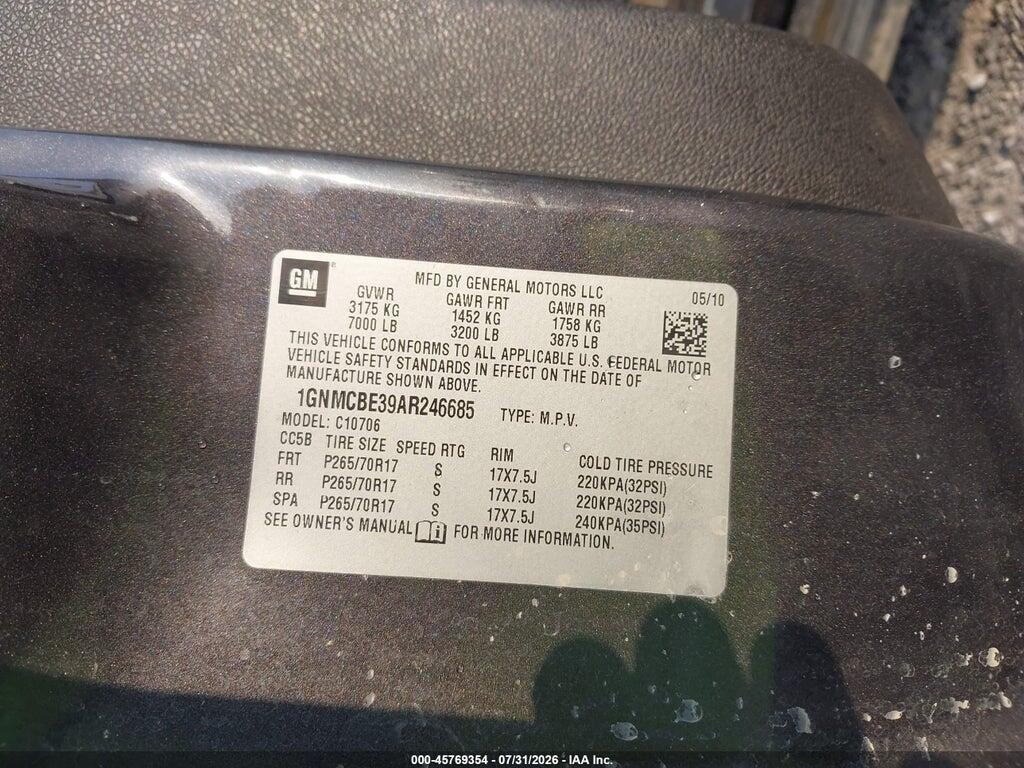 1GNMCBE39AR246685 2010 CHEVROLET TAHOE photo no. 9