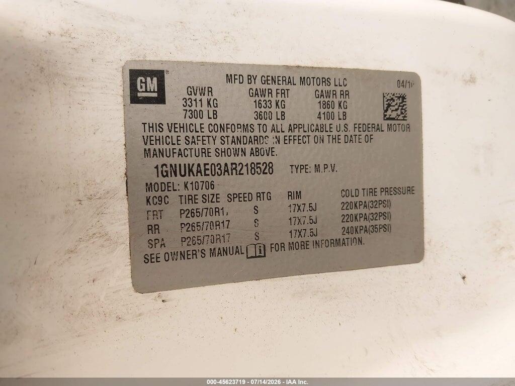 1GNUKAE03AR218528 2010 CHEVROLET TAHOE photo no. 9