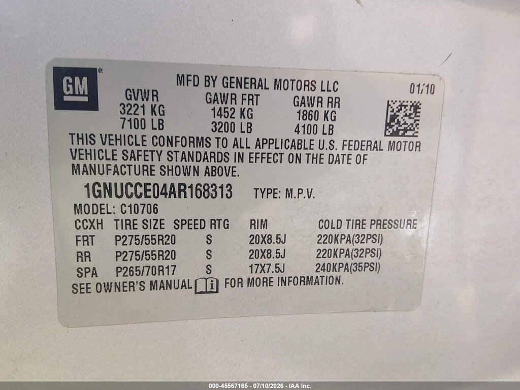 1GNUCCE04AR168313 2010 CHEVROLET TAHOE photo no. 9