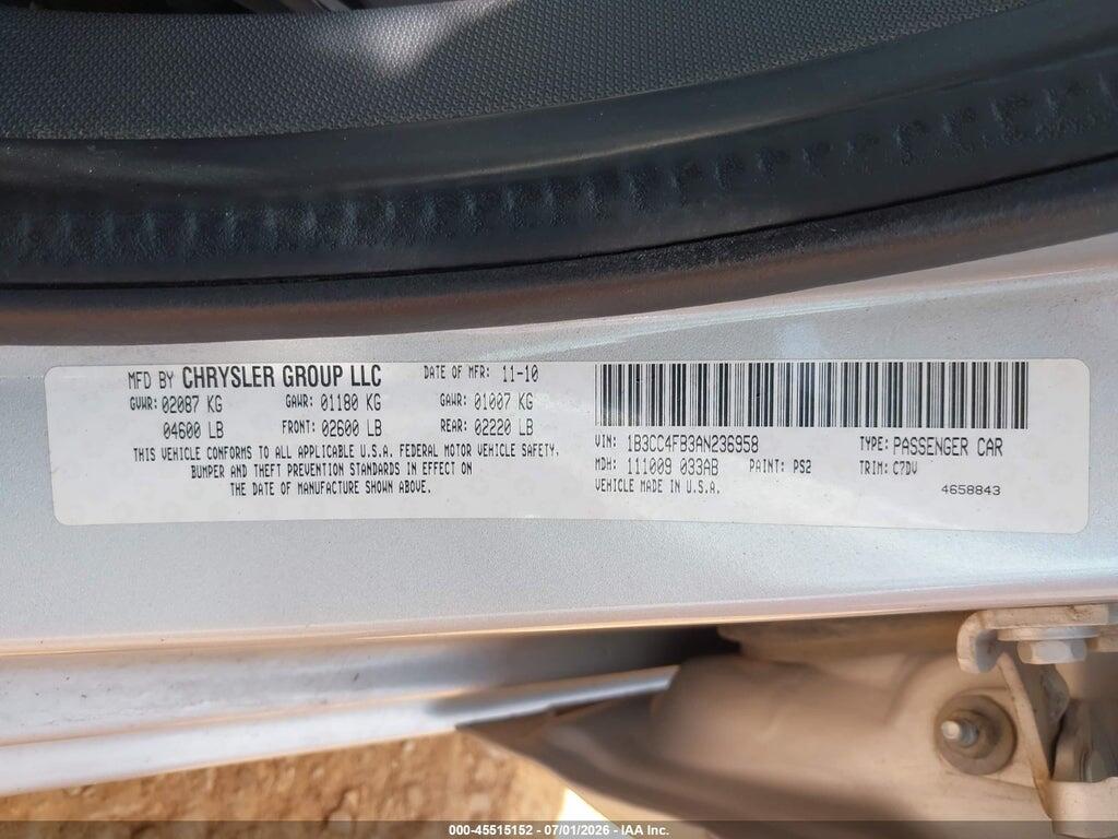 1B3CC4FB3AN236958 2010 DODGE AVENGER photo no. 9