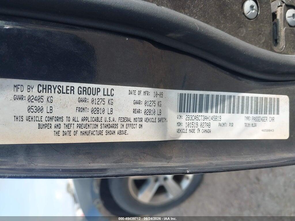 2B3CA5CT3AH145819 2010 DODGE CHARGER photo no. 9