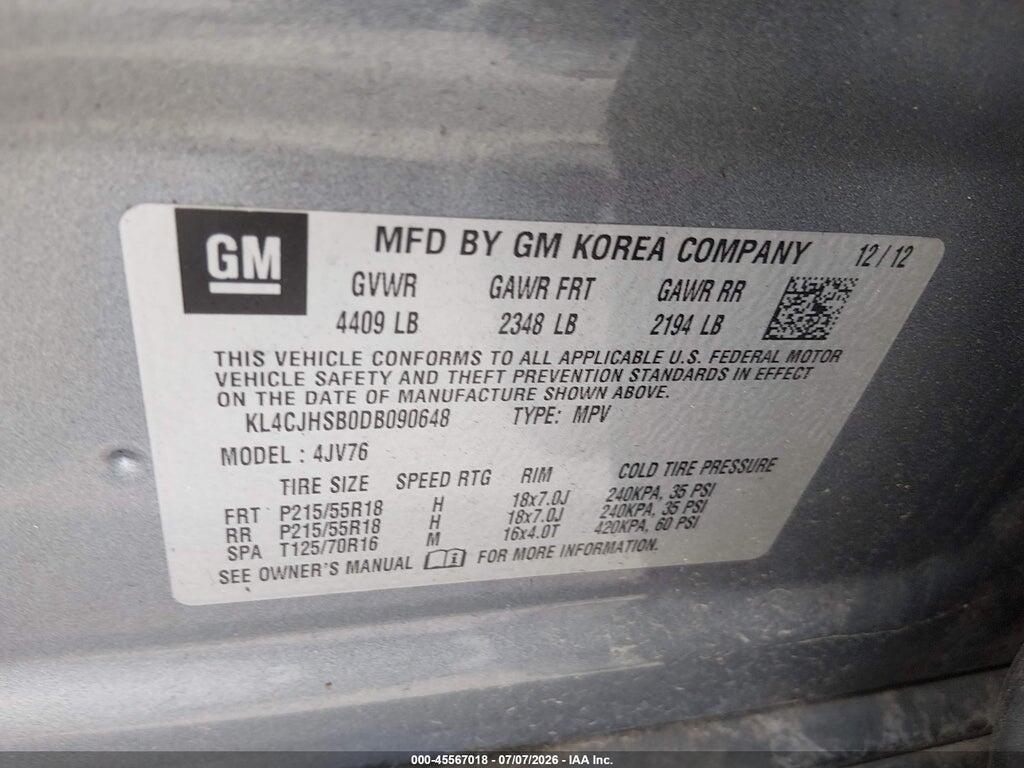 KL4CJHSB0DB090648 2013 BUICK ENCORE photo no. 9