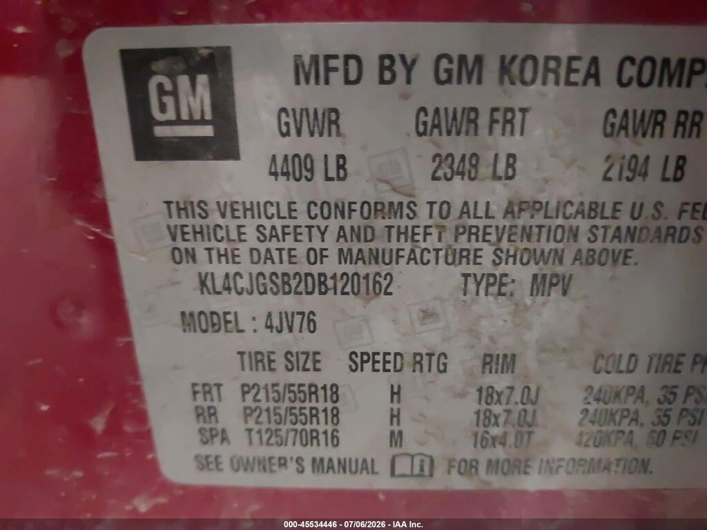 KL4CJGSB2DB120162 2013 BUICK ENCORE photo no. 9