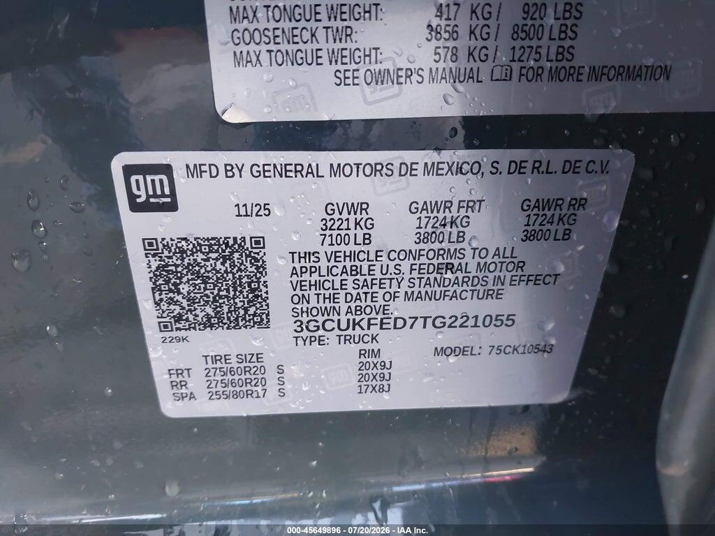 3GCUKFED7TG221055 2026 CHEVROLET SILVERADO 1500 photo no. 9