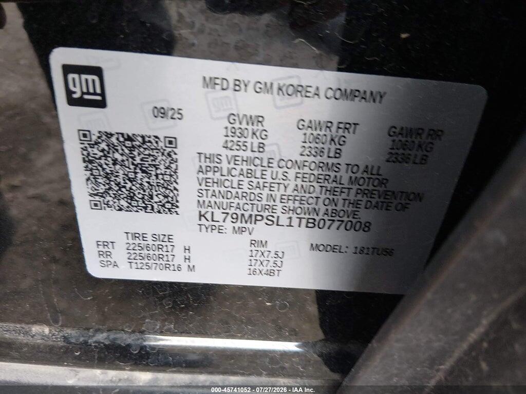 KL79MPSL1TB077008 2026 CHEVROLET TRAILBLAZER photo no. 9
