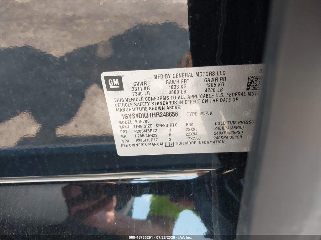 1GYS4DKJ1HR248656 2017 CADILLAC ESCALADE photo no. 9