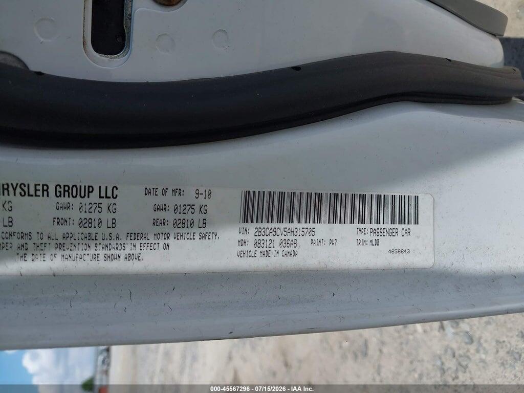 2B3CA9CV5AH315705 2010 DODGE CHARGER photo no. 9