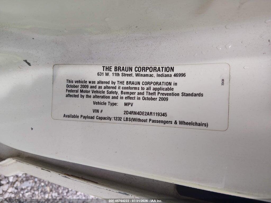 2D4RN4DE2AR119345 2010 DODGE GRAND CARAVAN photo no. 9