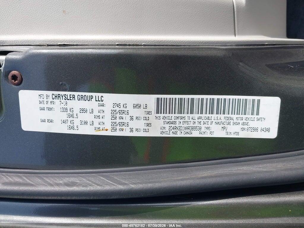 2D4RN3D1XAR389530 2010 DODGE GRAND CARAVAN photo no. 9