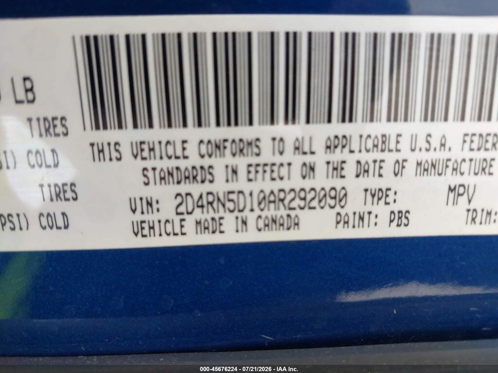 2D4RN5D10AR292090 2010 DODGE GRAND CARAVAN photo no. 9
