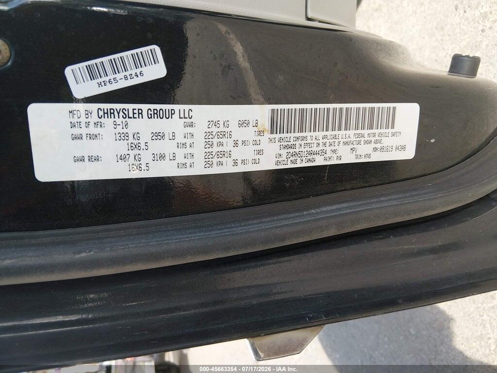2D4RN5D12AR444354 2010 DODGE GRAND CARAVAN photo no. 9