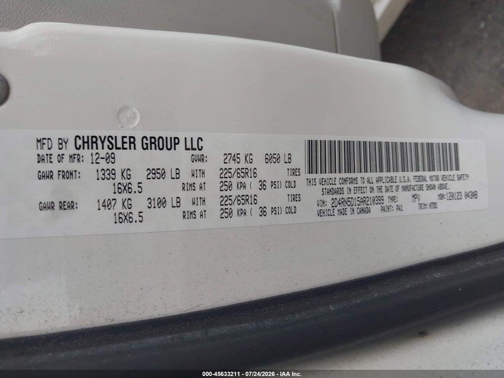 2D4RN5D15AR210399 2010 DODGE GRAND CARAVAN photo no. 9