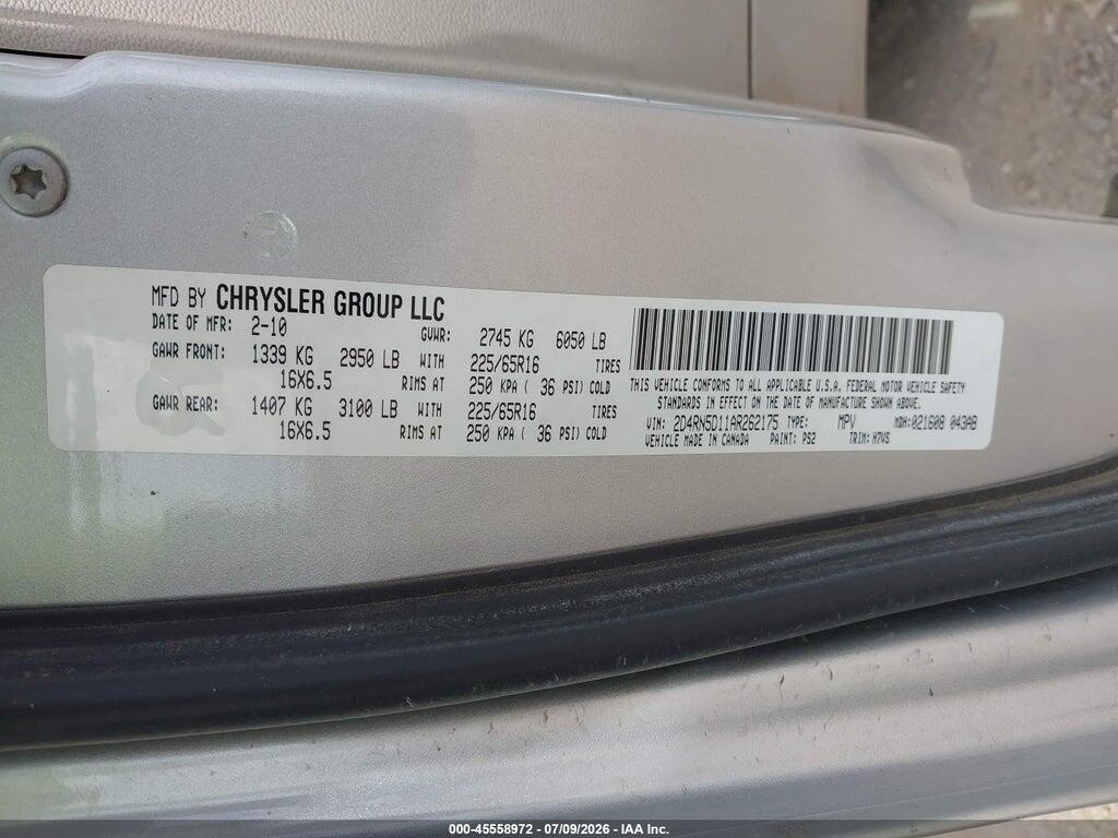 2D4RN5D11AR262175 2010 DODGE GRAND CARAVAN photo no. 9