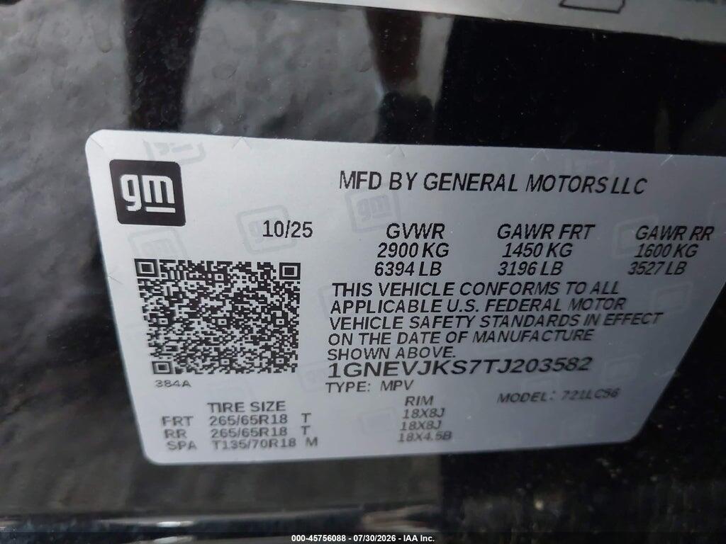 1GNEVJKS7TJ203582 2026 CHEVROLET TRAVERSE photo no. 9