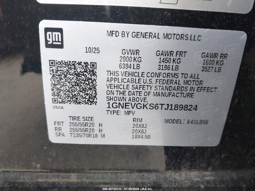 1GNEVGKS6TJ189824 2026 CHEVROLET TRAVERSE photo no. 9