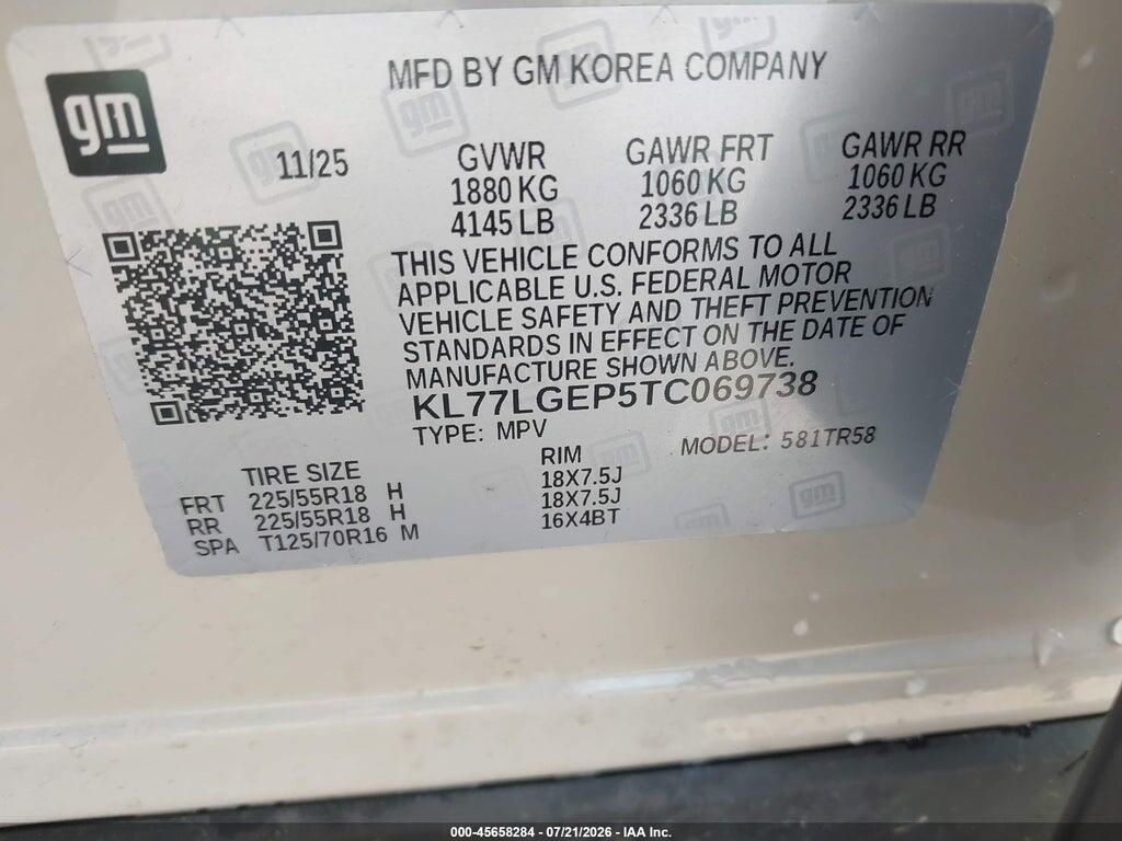 KL77LGEP5TC069738 2026 CHEVROLET TRAX photo no. 9